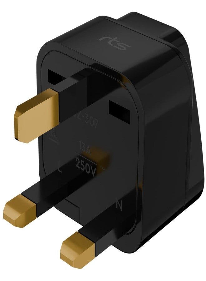 rts UK Travel Adapter for Type G Plug Universal Travel Adapter Works with Electrical Outlets in United Kingdom, Hong Kong, Ireland, Great Britain, Scotland, England, London, Dublin & More Black 1 Pack - Image 1